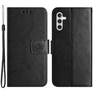 Samsung Galaxy A55 Hoesje - Coverup Bloemen & Vlinders Book Case - Zwart