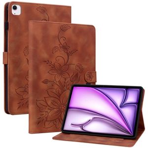 iPad Air 11 (2024) Hoesje - Bloemen Book Case met Wake/Sleep - Bruin