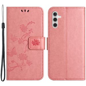 Samsung Galaxy A15 Hoesje - Coverup Bloemen & Vlinders Book Case - Pink