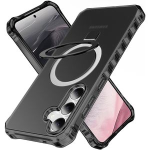 Samsung Galaxy S25 Plus / S24 Plus Hoesje - Coverup ShockProof TPU Back Cover met MagSafe Compatible Ring Kickstand - Zwart