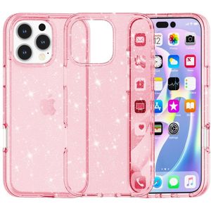 iPhone 16 Pro Max Hoesje - Coverup Glitter TPU Back Cover - Roze