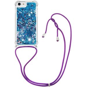 iPhone SE (2022/2020), iPhone 8 / 7 Hoesje - Coverup Liquid Glitter Back Cover met Koord - Blauw