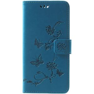 Huawei Mate 10 Lite Hoesje - Bloemen & Vlinders Book Case - Blauw