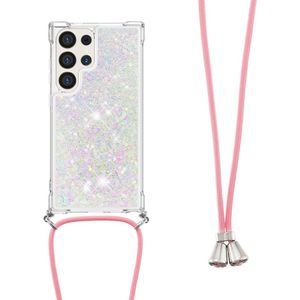 Samsung Galaxy S25 Ultra Hoesje - Coverup Liquid Glitter Back Cover met Koord - Wit