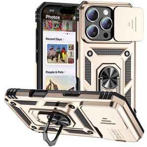 iPhone 16 Pro Max Hoesje - Coverup Ring Kickstand Back Cover met Camera Shield - Goud