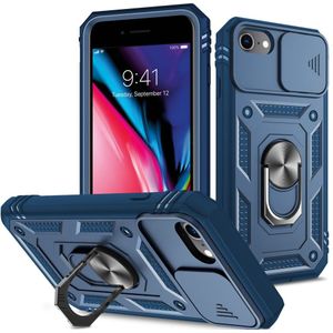 iPhone SE (2022/2020), iPhone 8 / 7 Hoesje - Coverup Ring Kickstand Back Cover met Camera Shield - Blauw