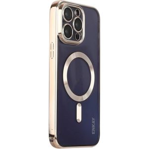 iPhone 16 Pro Hoesje - ENKAY Metallic TPU Back Cover met Camera Lens Protector - MagSafe Compatible - Goud