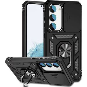 Samsung Galaxy S23 Hoesje - Coverup Armor Ring Kickstand Back Cover met Camera Shield - Zwart