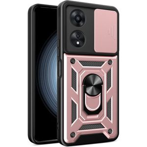OPPO A58 Hoesje - Coverup Armor Ring Kickstand Back Cover met Camera Shield - Rose Gold