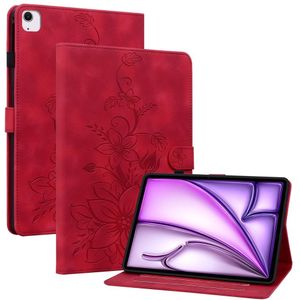 iPad Air 11 (2024/2025) Hoesje - Bloemen Book Case met Wake/Sleep - Rood