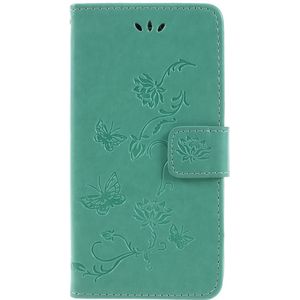 Samsung Galaxy J6 (2018) Hoesje - Bloemen & Vlinders Book Case - Cyan