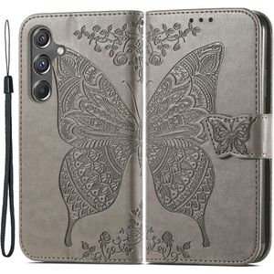 Samsung Galaxy A15 Hoesje - Coverup Vlinder Book Case - Taupe Grijs