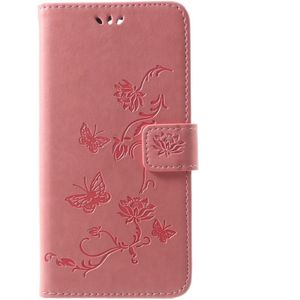 Huawei Mate 10 Lite Hoesje - Bloemen & Vlinders Book Case - Pink