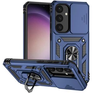 Samsung Galaxy S25 Hoesje - Coverup Armor Ring Kickstand Back Cover met Camera Shield - Blauw