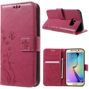 Samsung Galaxy S6 Edge Hoesje - Bloemen & Vlinders Book Case - Roze