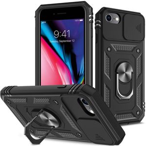 Coverup Hoesje Geschikt voor iPhone SE - Ring Kickstand - Zwart