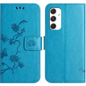 Samsung Galaxy A16 Hoesje - Coverup Bloemen & Vlinders Book Case - Blauw