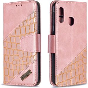 Samsung Galaxy A20e Hoesje - BINFEN Croco Book Case - Rose Gold