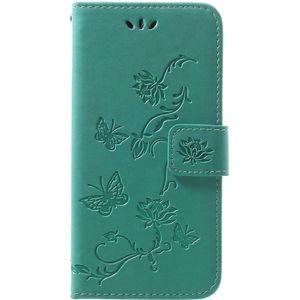 Samsung Galaxy A40 Hoesje - Bloemen & Vlinders Book Case - Groen