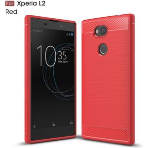 Sony Xperia L2 Hoesje - Armor Brushed TPU Back Cover - Rood