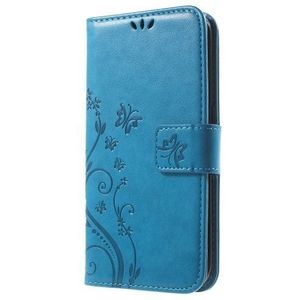 Samsung Galaxy S6 Edge Hoesje - Bloemen & Vlinders Book Case - Blauw