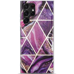 Samsung Galaxy S23 Ultra Hoesje - Coverup Marble Design TPU Back Cover - Marmer / Paars