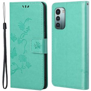 Nokia G11 / G21 Hoesje - Coverup Bloemen & Vlinders Book Case - Mintgroen