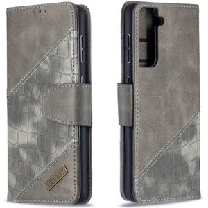Samsung Galaxy S21 Hoesje - BINFEN Croco Book Case - Grijs