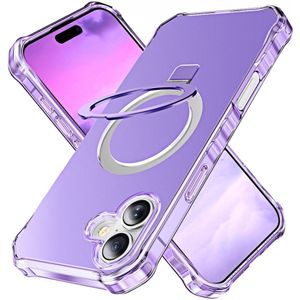 iPhone 16 Hoesje - Coverup ShockProof TPU Back Cover met MagSafe Compatible Ring Kickstand - Paars