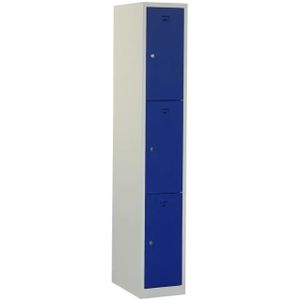Lockerkast Premio 3 vakken 1.3 - Kleur deuren: Blauw RAL 5010