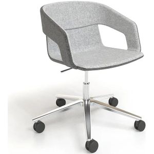 Twist&Sit vergader stoel kruisvoet - gegoten gepolijst aluminium op wieltjes
