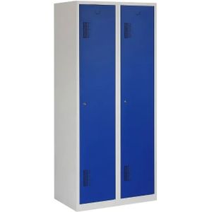 Garderobekast Premio 2 deuren 2.2 schoon/vuil - Kleur deuren: Blauw RAL 5010