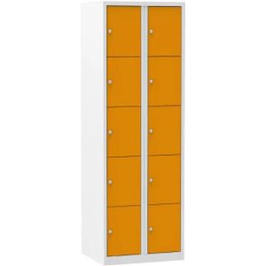 Lockerkast Color 10 vakken 2.10 - Kleur deuren: Oranje RAL 2004
