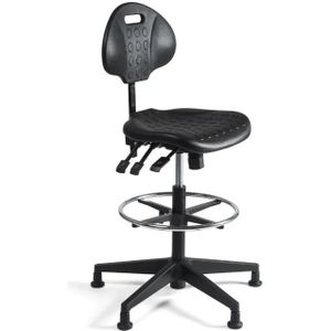 Werkstoel Basic hoog - Kunststof zwart voetkruis