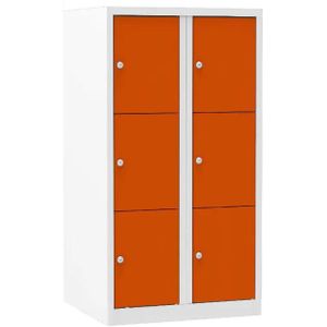 Lockerkast Color 6 vakken 2.6 - Kleur deuren: Oranje RAL 2004