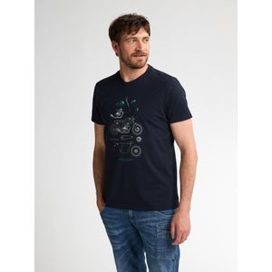 Petrol Industries - Heren T-shirt - Blauw - Motorprint Pine Ridge
