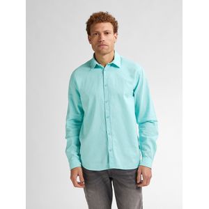 Petrol Industries - Effen linnen overhemd Tealline - Blauw - XXXL - Overhemd met lange mouwen