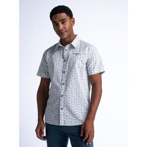 Petrol Industries - All-over Print Overhemd Cocoa Beach - Wit - XL - Overhemd met korte mouwen