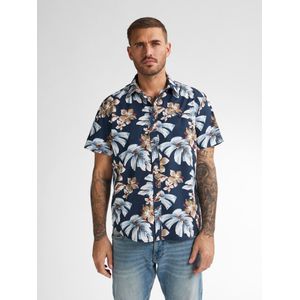 Petrol Industries - All-over Print Overhemd Conchline - Zwart - XXXL - Overhemd met korte mouwen