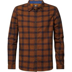 Petrol Industries - Geruit Overhemd Princeton - Bruin - L - Overhemd met lange mouwen