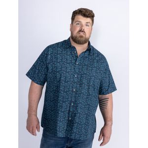 Petrol Industries - Plus Size All-over Print Overhemd Rockport Beach - Blauw - 4XL - Overhemd met korte mouwen