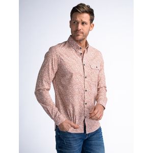Petrol Industries - All-over Print Overhemd Soltitude - Bruin - XL - Overhemd met lange mouwen
