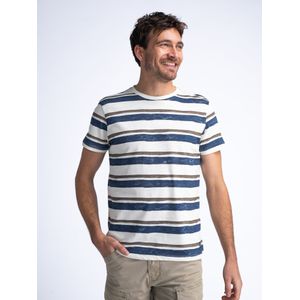 Petrol Industries - Gestreept T-shirt Islander - Blauw - XS - T-shirts met korte mouwen