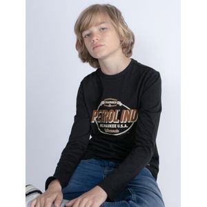 Petrol Industries - Artwork T-Shirt Toppenish - Zwart - 140 - T-shirts met lange mouwen