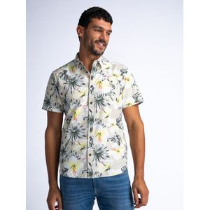 Petrol Industries - Botanical Overhemd Wipeout - Beige - L - Overhemd met korte mouwen