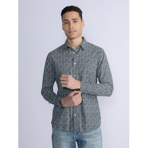 Petrol Industries - All-Over Print Overhemd Hazen - Zwart - XL - Overhemd met lange mouwen