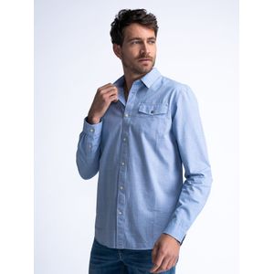 Petrol Industries - Effen Overhemd Gyspy - Blauw - L - Overhemd met lange mouwen
