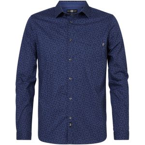 Petrol Industries - All-Over Print Overhemd Glendive - Zwart - S - Overhemd met lange mouwen