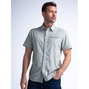 Petrol Industries - All-over Print Overhemd Sunrider - Grijs - XXL - Overhemd met korte mouwen