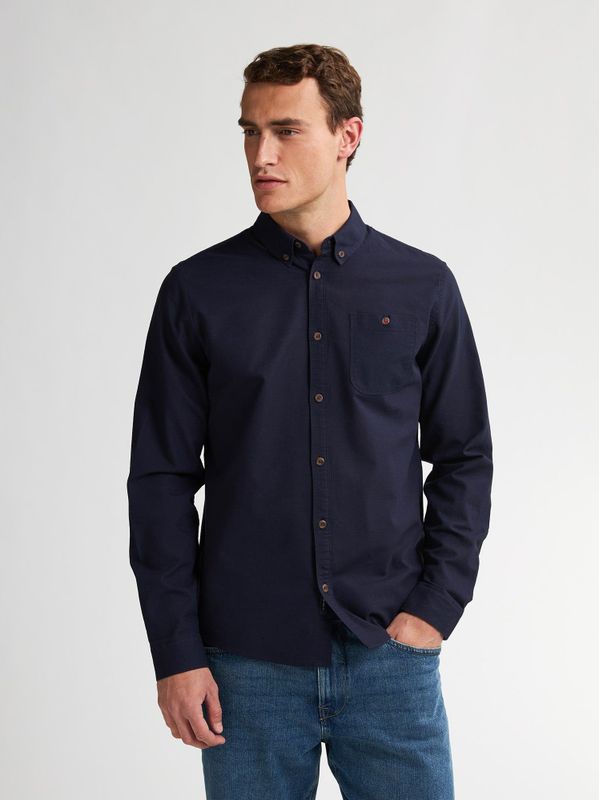 Petrol Industries - Effen Overhemd Two Rivers - Blauw - L - Overhemd met lange mouwen